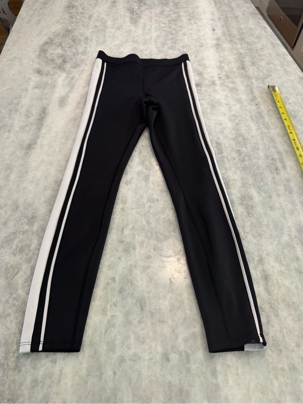 ALO Yoga Black Leggings with White Side Stripes